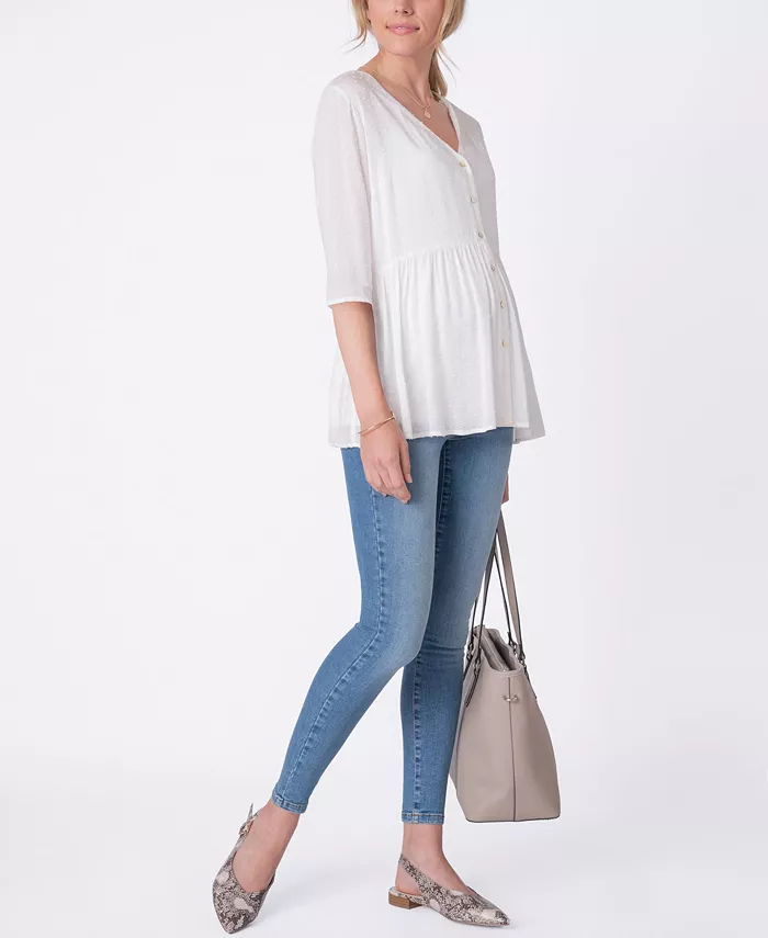 Seraphine Women's Maternity Confetti Fleck Woven Blouse Women's Fashion Shoes & Accessories