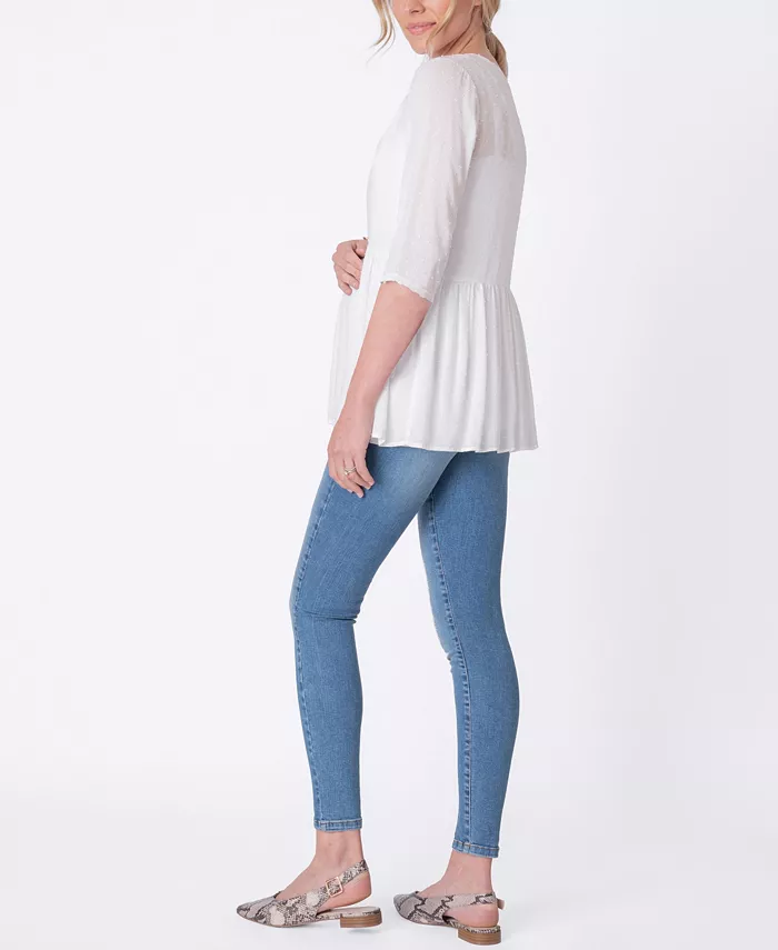 Seraphine Women's Maternity Confetti Fleck Woven Blouse Women's Fashion Shoes & Accessories