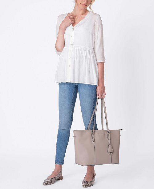 Seraphine Women's Maternity Confetti Fleck Woven Blouse Women's Fashion Shoes & Accessories