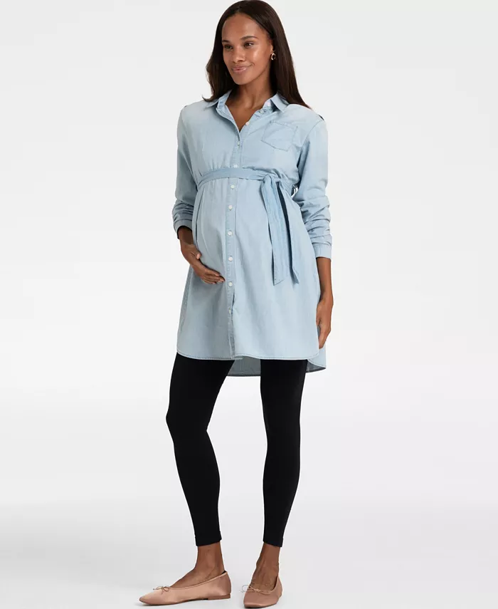Seraphine Women's Maternity Cotton Chambray Belted Tunic Women's Fashion Shoes & Accessories