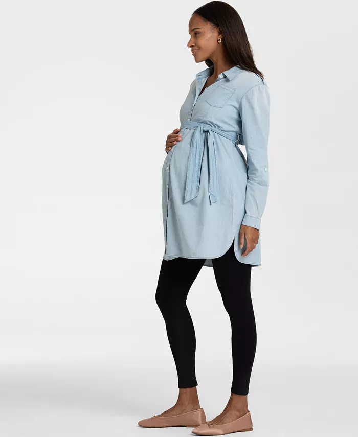 Seraphine Women's Maternity Cotton Chambray Belted Tunic Women's Fashion Shoes & Accessories