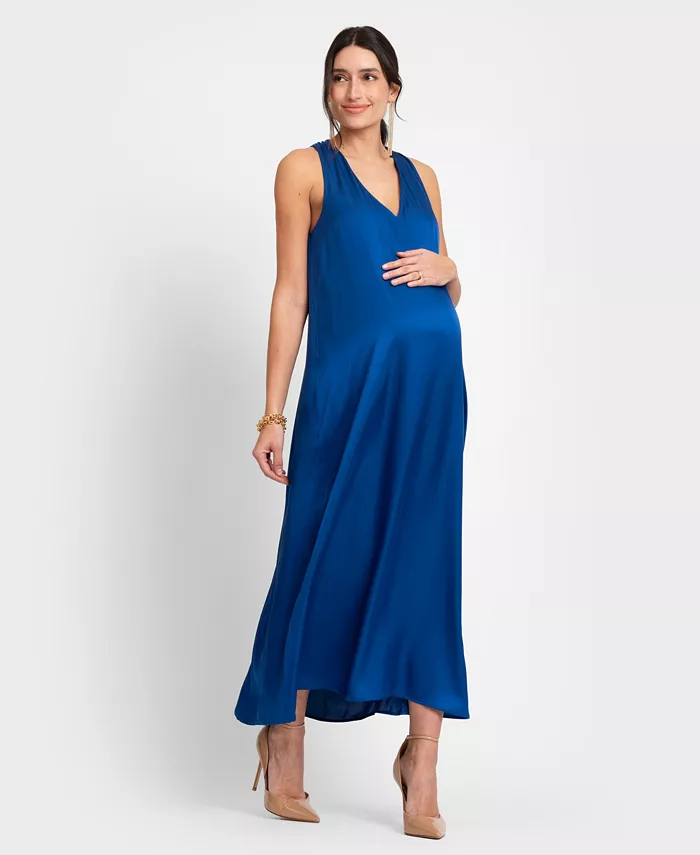 Seraphine Women's Maternity Reversible Halter A Line Dress Women's Fashion Shoes & Accessories