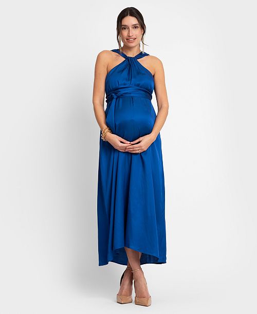 Seraphine Women's Maternity Reversible Halter A Line Dress Women's Fashion Shoes & Accessories