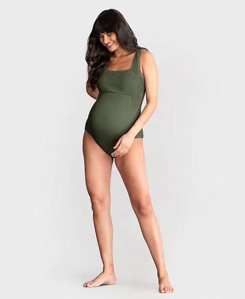 Seraphine Women's Textured One-Piece Maternity Swimsuit Women's Fashion Shoes & Accessories