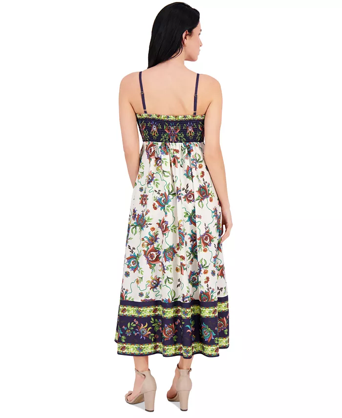 Siena Women's Printed Square-Neck Sleeveless Maxi Dress Women's Fashion Shoes & Accessories