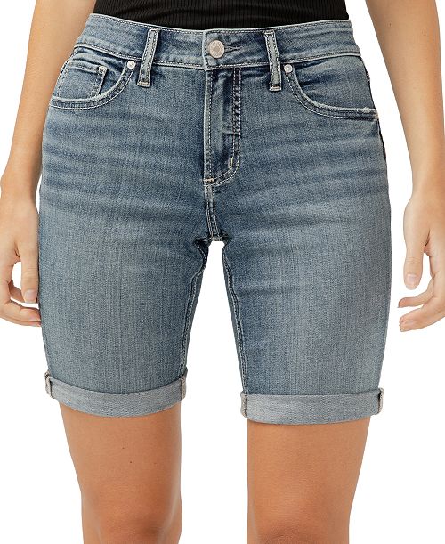 Silver Jeans Co. Women's Elyse Mid-Rise Bermuda Shorts Juniors'