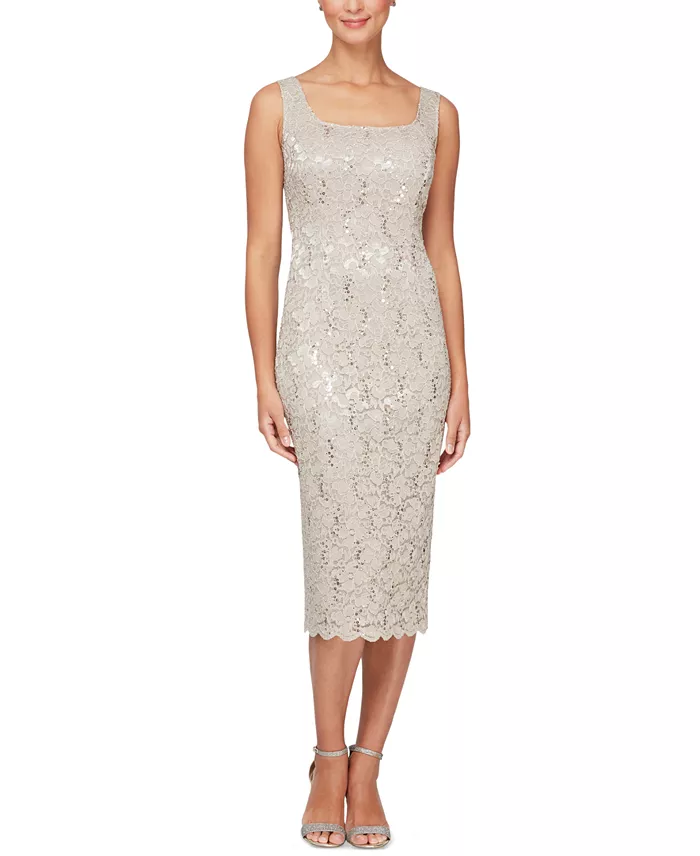 SL Fashions 2-Pc. Lace Jacket & Midi Dress Set Women's Fashion Shoes & Accessories