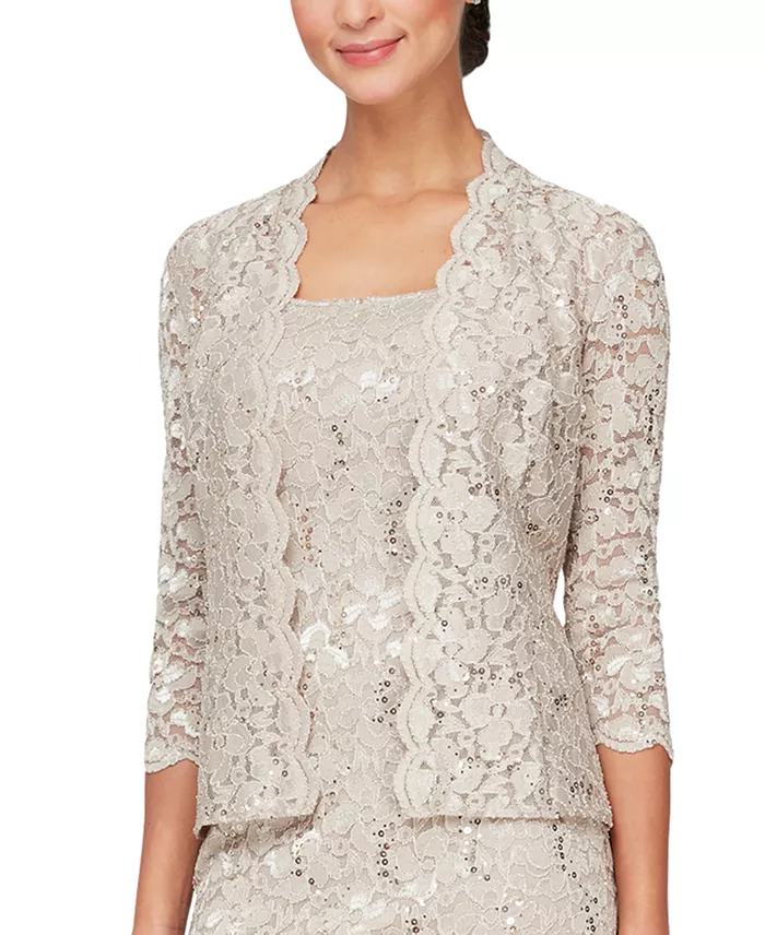 SL Fashions 2-Pc. Lace Jacket & Midi Dress Set Women's Fashion Shoes & Accessories