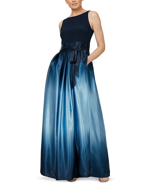 SL Fashions Ombré Satin Bow Sash Gown Women's Fashion Shoes & Accessories