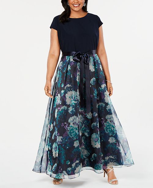 SL Fashions Plus Size Floral-Skirt Gown Women's Fashion Shoes & Accessories