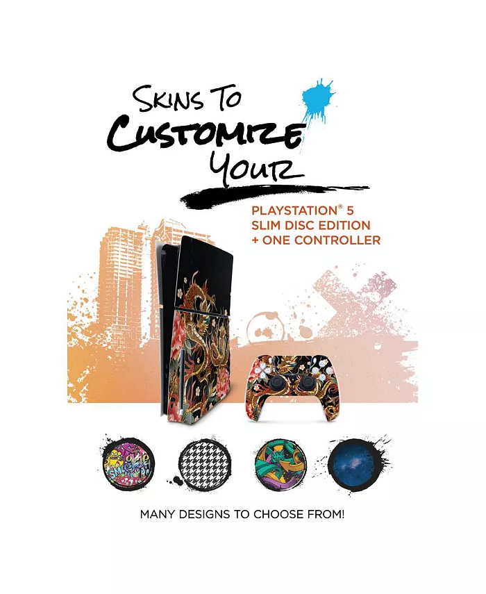 Sony PlayStation 5 Slim Disc With Extra Cosmic Red Controller Dual Charging Dock And MightySkins Decal Voucher Electronics