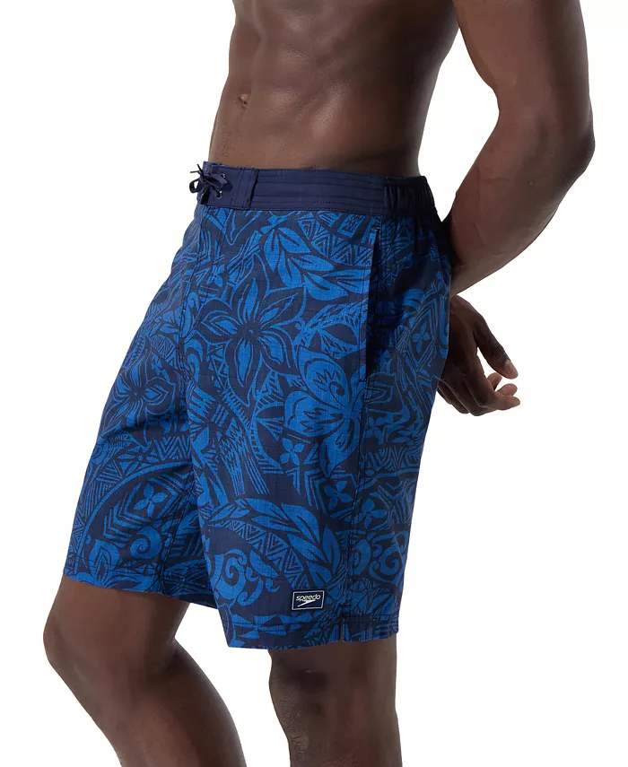 Speedo Men's Bondi Basin Abstract Print Drawstring 9" Boardshorts Men's Fashion & Accessories