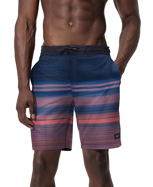 Speedo Men's Onshore Bondi Basin Ombre Stripe Drawstring 9" Boardshorts Men's Fashion & Accessories