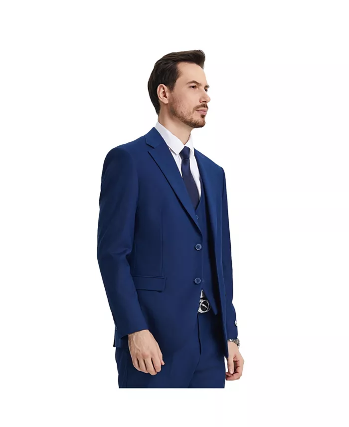 Stacy Adams Men's Hybrid-Fit 3pc Notch Lapel Suit Set Jacket Vest And Pants Men's Fashion & Accessories