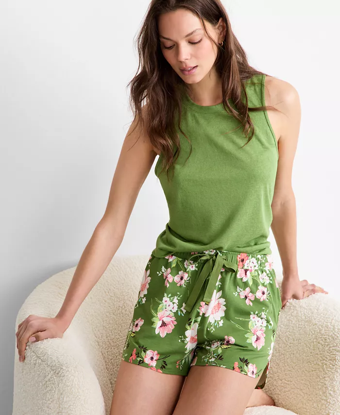 State Of Day Women's Floral Knit Drawstring Shorts XS-3X Exclusively At Macy's Women's Fashion Shoes & Accessories