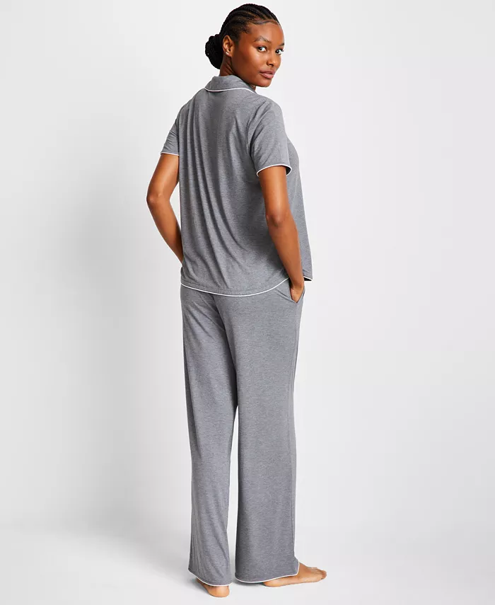 State Of Day Women's Fluid Knit Notched Pajama Set Exclusively At Macy's Women's Fashion Shoes & Accessories