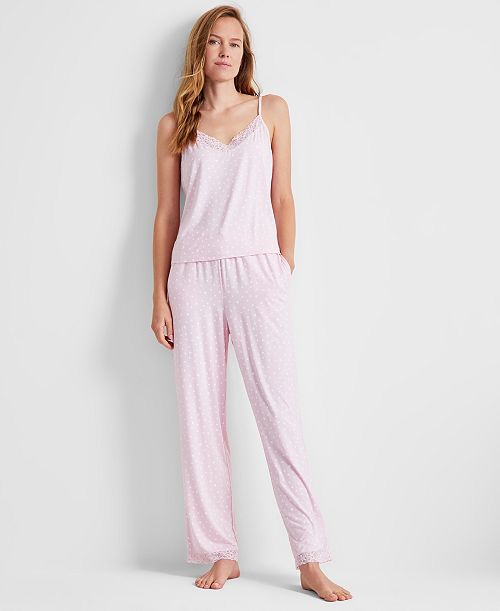 State of Day Women's Lace-Trim Camisole Pajama Set XS-3X Created for Macy's Women's Fashion Shoes & Accessories