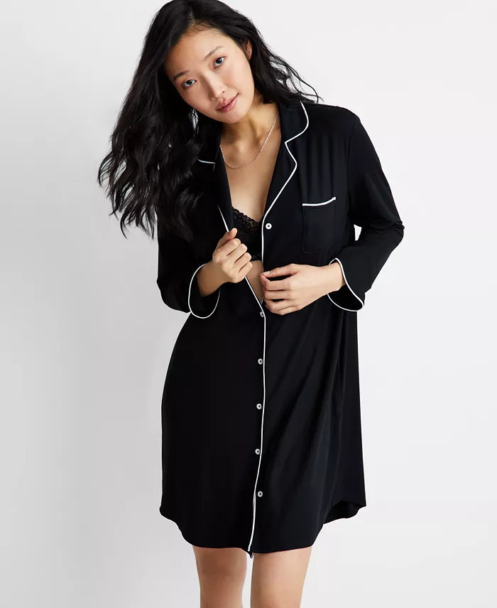 State Of Day Women's Notch Collar Sleepshirt XS-3X Created For Macy's Women's Fashion Shoes & Accessories