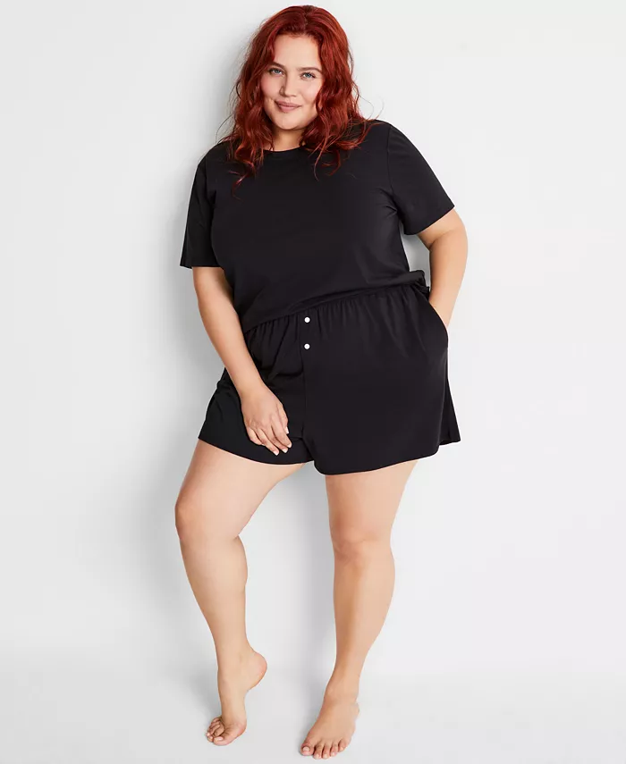 State Of Day Women's Short-Sleeve Boxer Pajama Set XS-3X Exclusively At Macy's Women's Fashion Shoes & Accessories