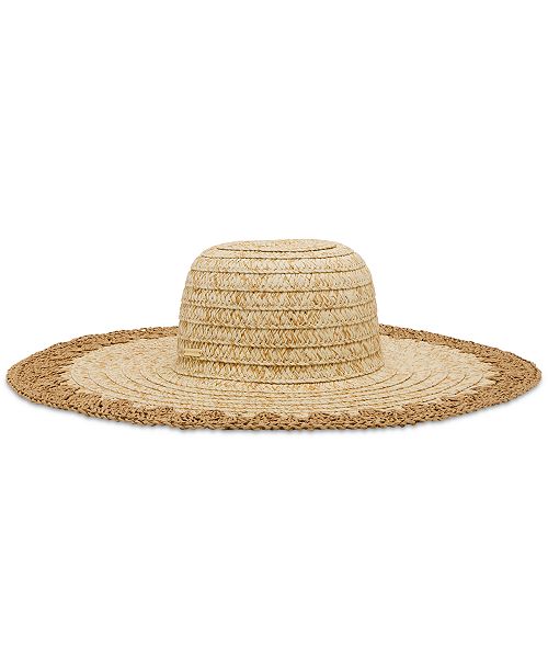 Steve Madden H-Janey Crochet Edge Floppy Hat Women's Fashion Shoes & Accessories