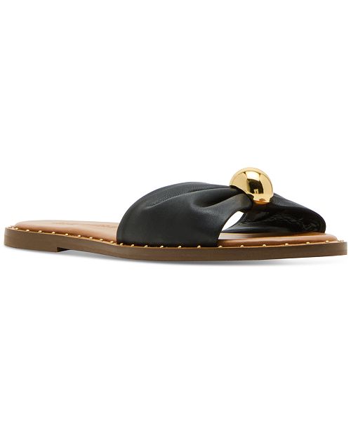 Steve Madden Women's Dipsy Knotted Embellished Slide Sandals Women's Fashion Shoes & Accessories