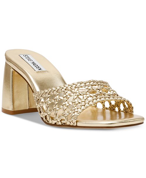 Steve Madden Women's Mania Woven Block-Heel Sandals Women's Fashion Shoes & Accessories