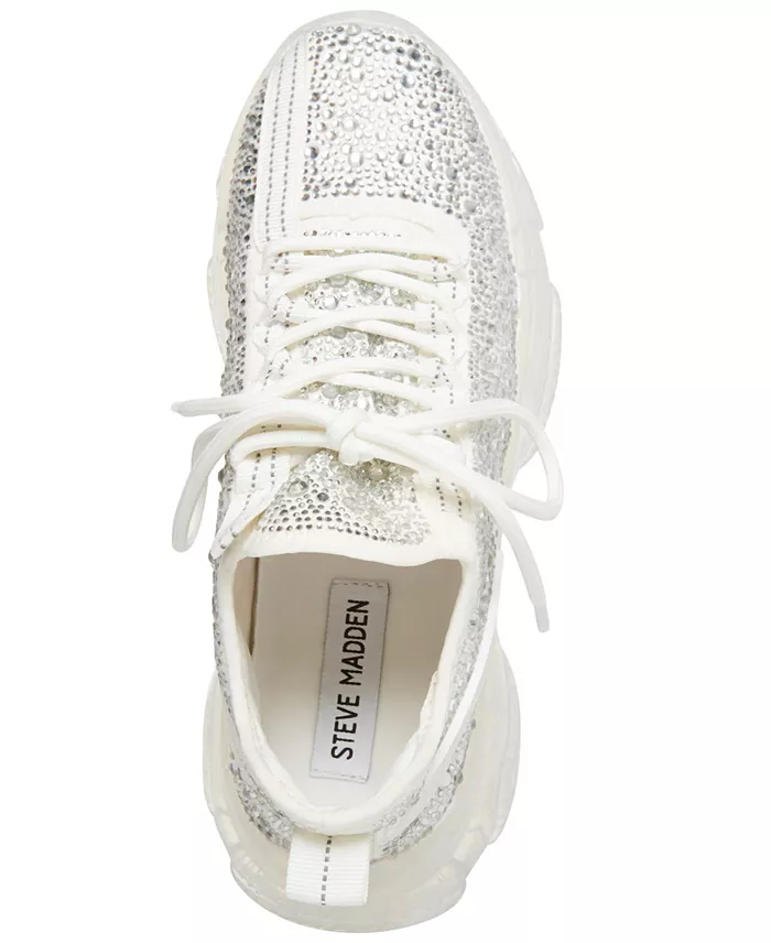 Steve Madden Women's Maxima Rhinestone-Trim Trainer Sneakers Women's Fashion Shoes & Accessories
