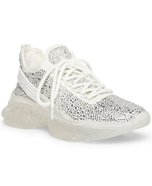 Steve Madden Women's Maxima Rhinestone-Trim Trainer Sneakers Women's Fashion Shoes & Accessories