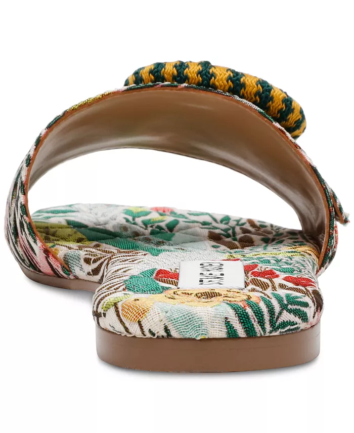 Steve Madden Women's Merla Raffia Buckle Slide Sandals Women's Fashion Shoes & Accessories