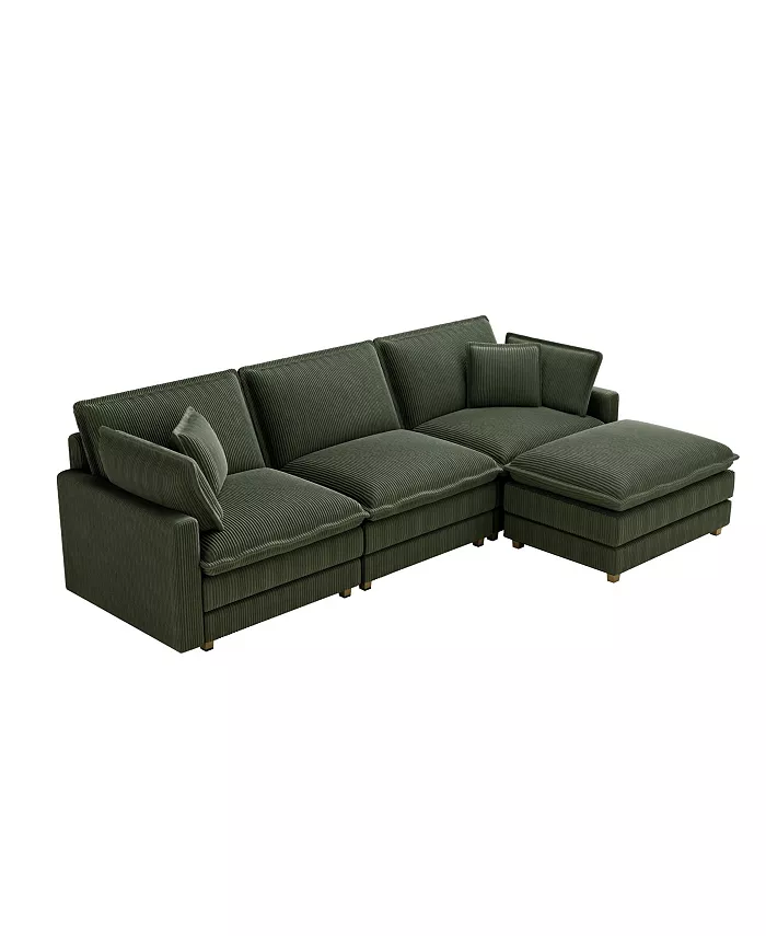 Streamdale Furniture Modular Sectional Sofa Deep Seat Couch For Living Room 4 Pillow Green Furniture