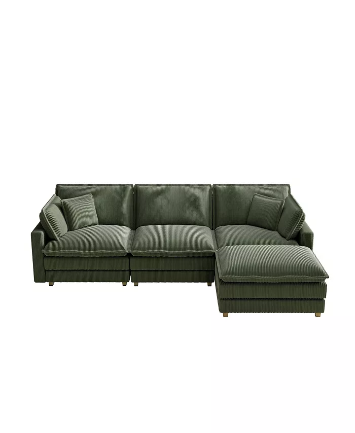 Streamdale Furniture Modular Sectional Sofa Deep Seat Couch For Living Room 4 Pillow Green Furniture