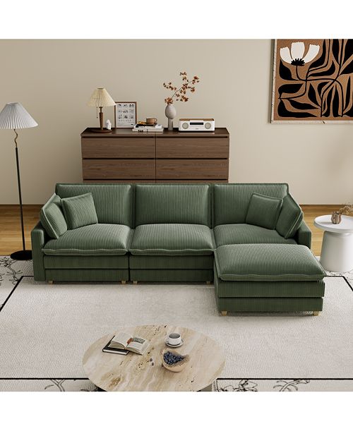 Streamdale Furniture Modular Sectional Sofa Deep Seat Couch for Living Room 4 Pillow Green Furniture