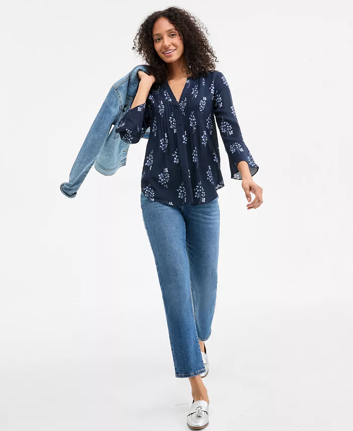 Style & Co Petite Floral Pintucked Top Exclusively At Macy's Women's Fashion Shoes & Accessories