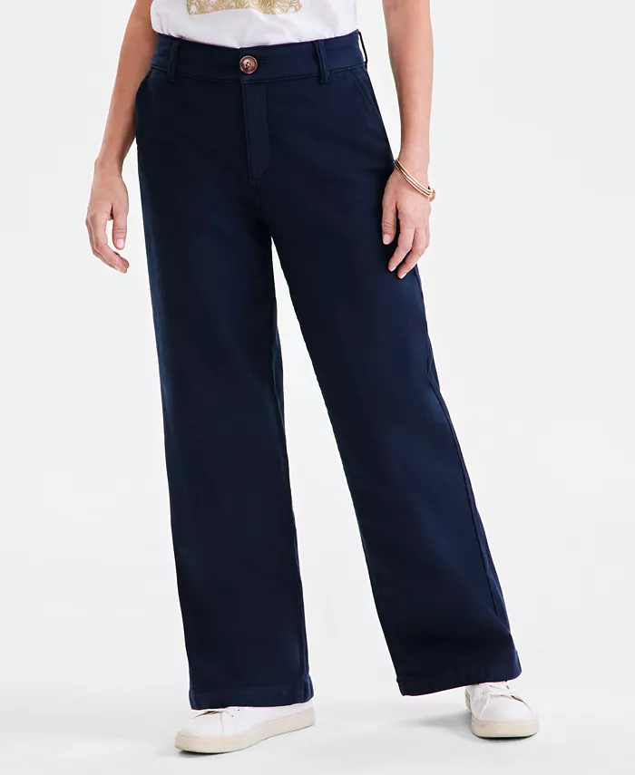Style & Co Petite Mid-Rise Dobby Twill Wide-Leg Pants Exclusively At Macy's Women's Fashion Shoes & Accessories
