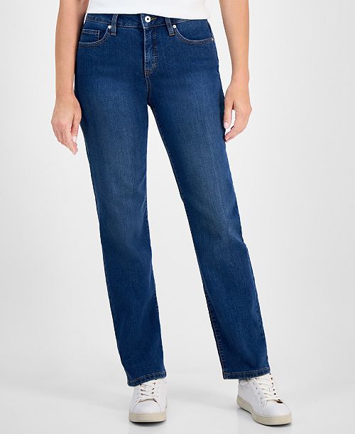 Style & Co Petite Mid-Rise Straight-Leg Denim Jeans Exclusively at Macy's Women's Fashion Shoes & Accessories