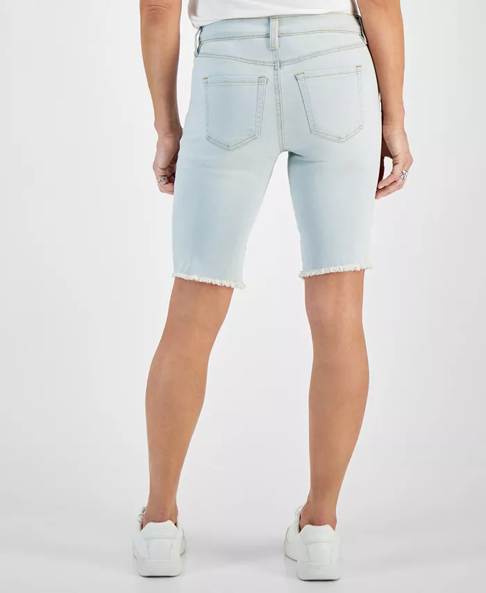 Style & Co Petite Raw-Edge Denim Bermuda Shorts Created For Macy's Women's Fashion Shoes & Accessories