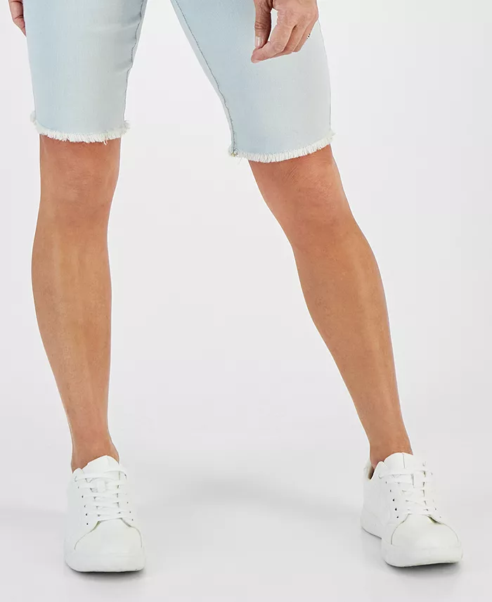Style & Co Petite Raw-Edge Denim Bermuda Shorts Created For Macy's Women's Fashion Shoes & Accessories