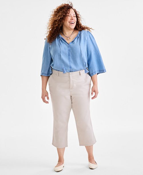 Style & Co Plus Size Comfort Capri Pants Exclusively at Macy's Women's Fashion Shoes & Accessories