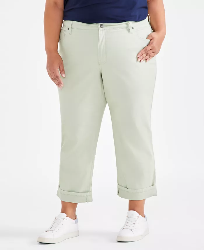Style & Co Plus Size Curvy Roll-Cuff Capri Jeans Created For Macy's Women's Fashion Shoes & Accessories