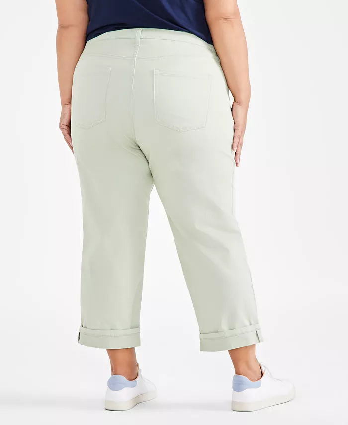 Style & Co Plus Size Curvy Roll-Cuff Capri Jeans Created For Macy's Women's Fashion Shoes & Accessories