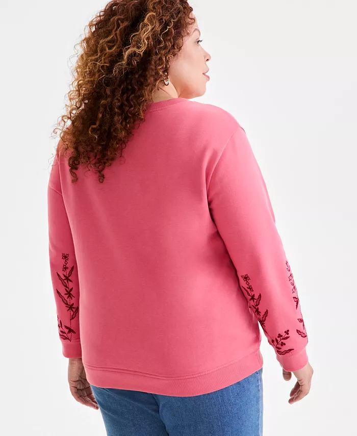 Style & Co Plus Size Embroidered Fleece Sweatshirt Exclusively At Macy's Women's Fashion Shoes & Accessories