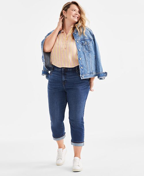 Style & Co Plus Size Mid-Rise Curvy Capri Jeans Exclusively At Macy's Women's Fashion Shoes & Accessories