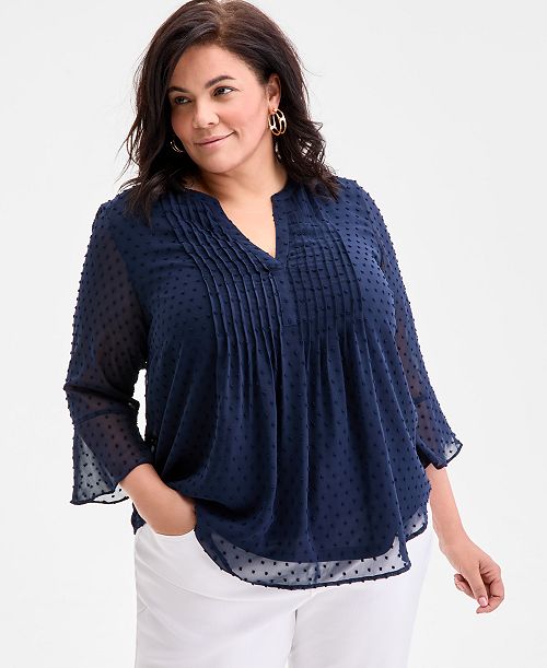Style & Co Plus Size Pintuck Blouse Exclusively at Macy's Women's Fashion Shoes & Accessories
