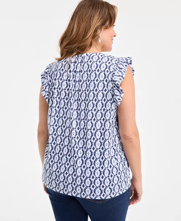 Style & Co Plus Size Printed Ruffle Pintuck Top Exclusively At Macy's Women's Fashion Shoes & Accessories