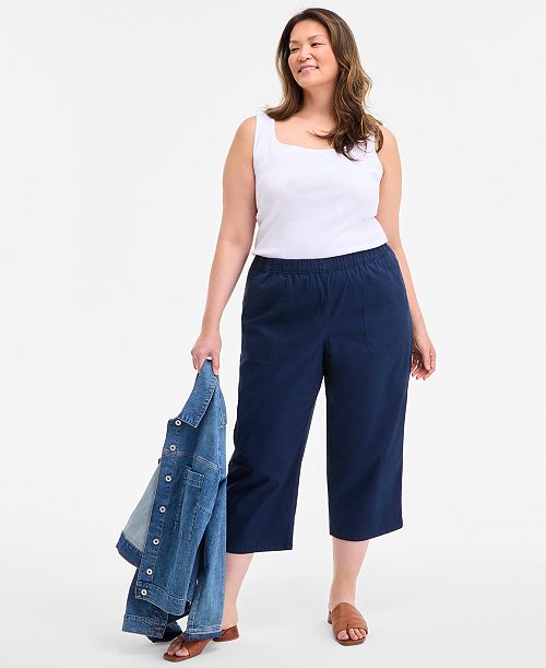 Style & Co Plus Size Pull-On Cropped Pants Exclusively at Macy's Women's Fashion Shoes & Accessories