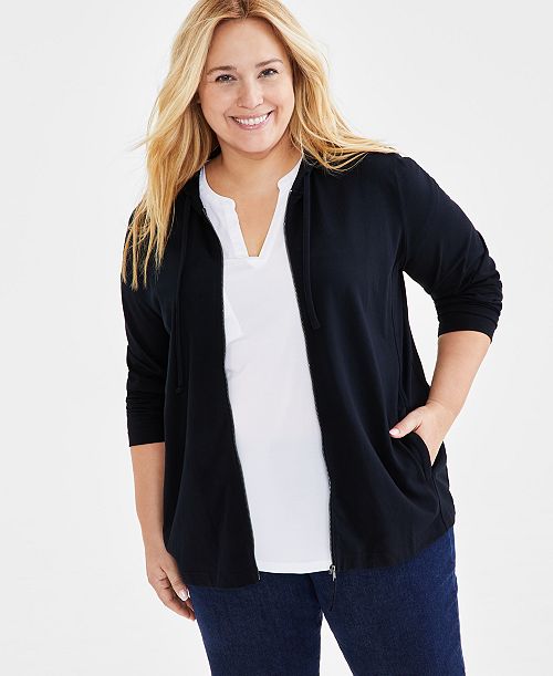 Style & Co Plus Size Zip-Up Hooded Sweatshirt Exclusively at Macy's Women's Fashion Shoes & Accessories