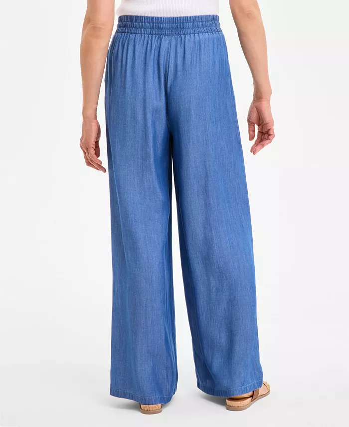 Style & Co Women's Chambray Wide-Leg Pants Exclusively At Macy's Women's Fashion Shoes & Accessories