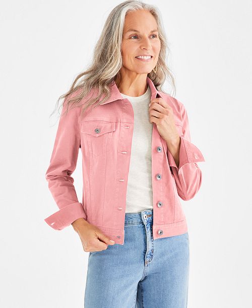 Style & Co Women's Classic Denim Jacket Created for Macy's Women's Fashion Shoes & Accessories