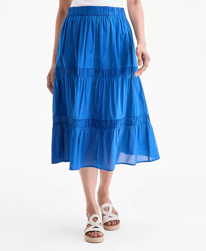 Style & Co Women's Cotton Lace Pull On Tiered Skirt Exclusively At Macy's Women's Fashion Shoes & Accessories