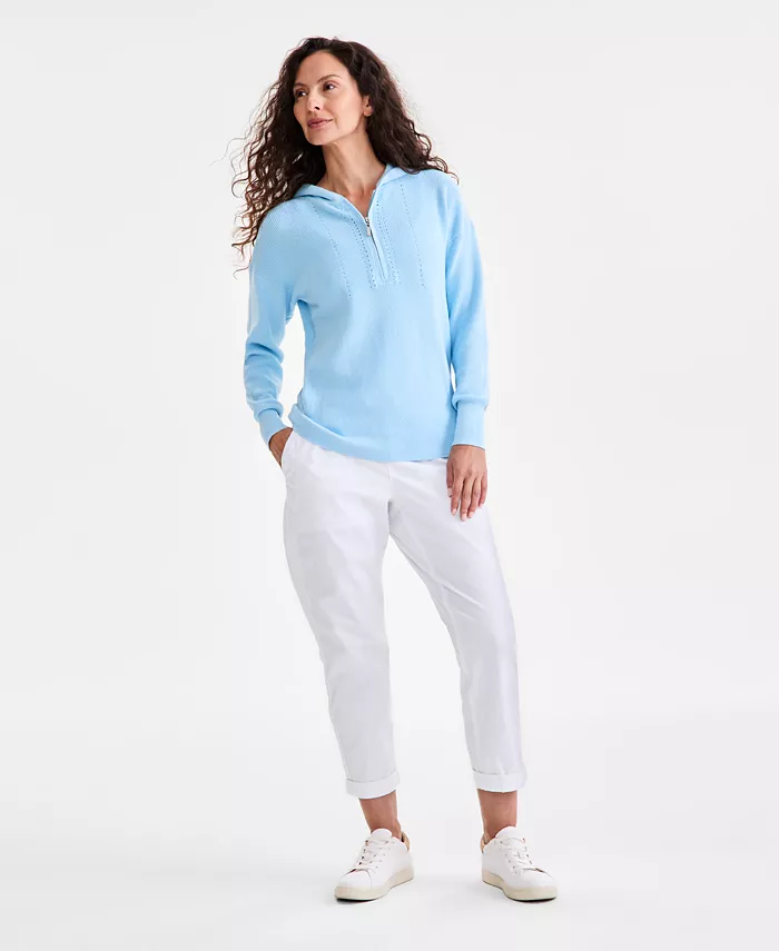 Style & Co Women's Front-Zip Long-Sleeve Hoodie Sweater Exclusively At Macy's Women's Fashion Shoes & Accessories